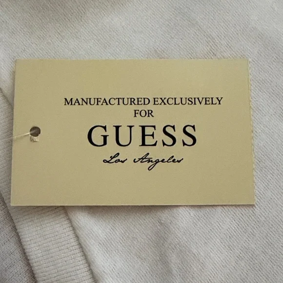 Guess White V-Neck Embossed Logo Short Sleeve Tee - Picture 3 of 6